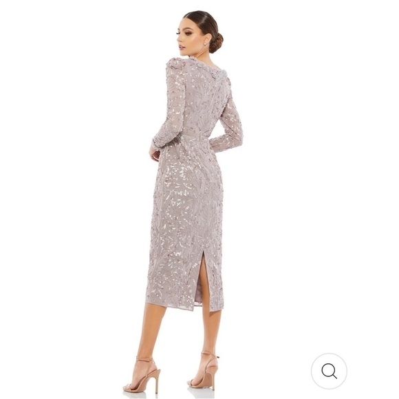 Mac Duggal EMBELLISHED HIGH NECK PUFF SLEEVE FITTED DRESS size 16 NEW $498 - Picture 2 of 16